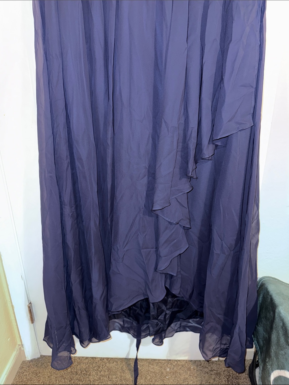 Lush Navy Lace Bodice Chiffon Wedding Guest Gown - Picture 2 of 7